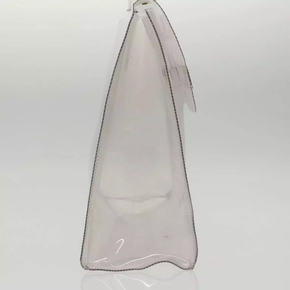 HERMES Vinyl Kelly Hand Bag Vinyl Clear Gold Auth - Picture 11 of 16
